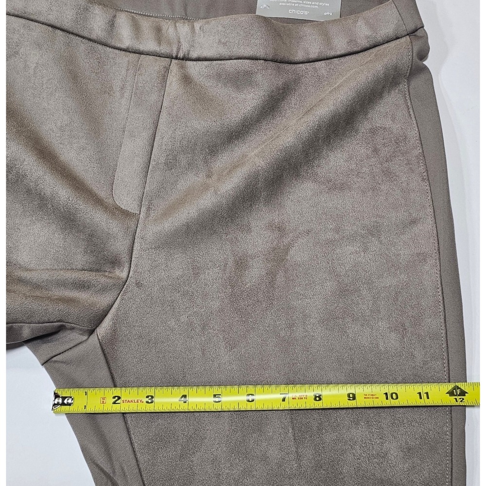Chico's Taupe Faux Suede Leggings Slim Fit Pull On Pants Size 3 Regular US 16R - Picture 5 of 11